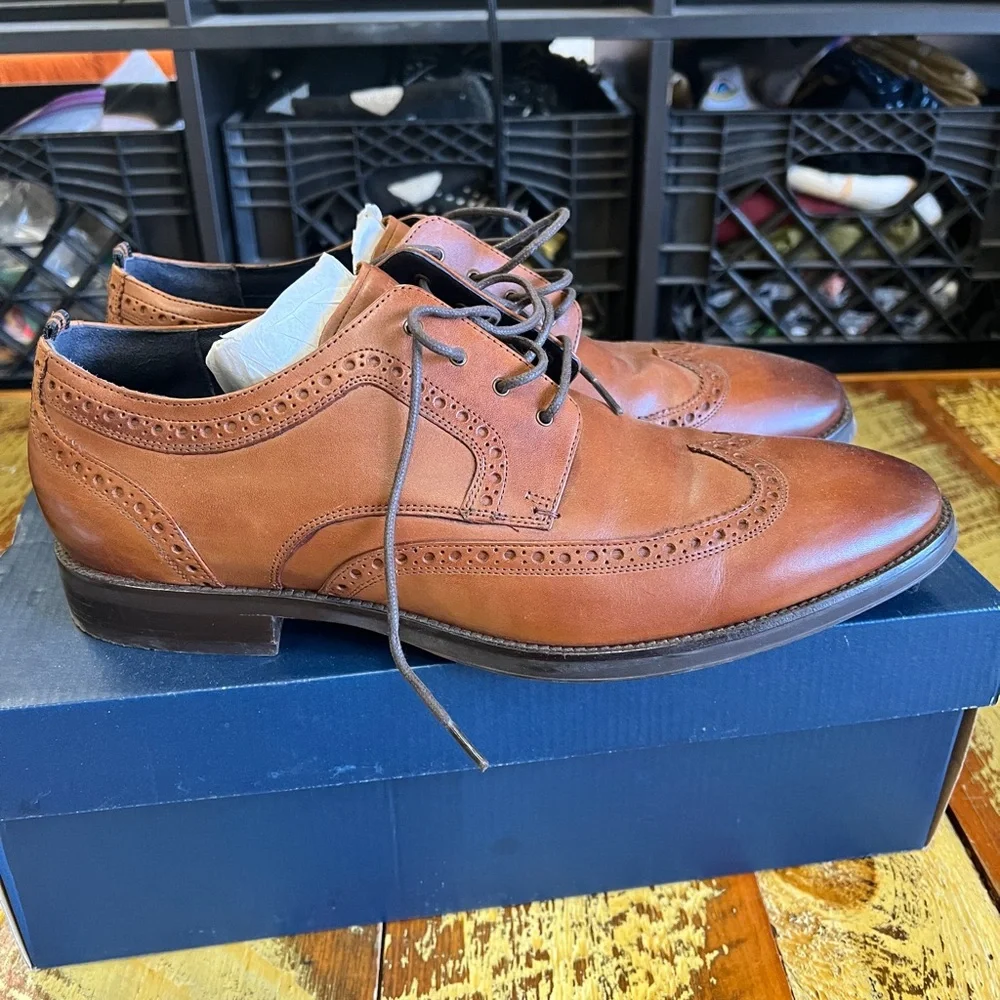 Cole Haan Men's Brown Leather Wingtip Derbys - Picture 4 of 9